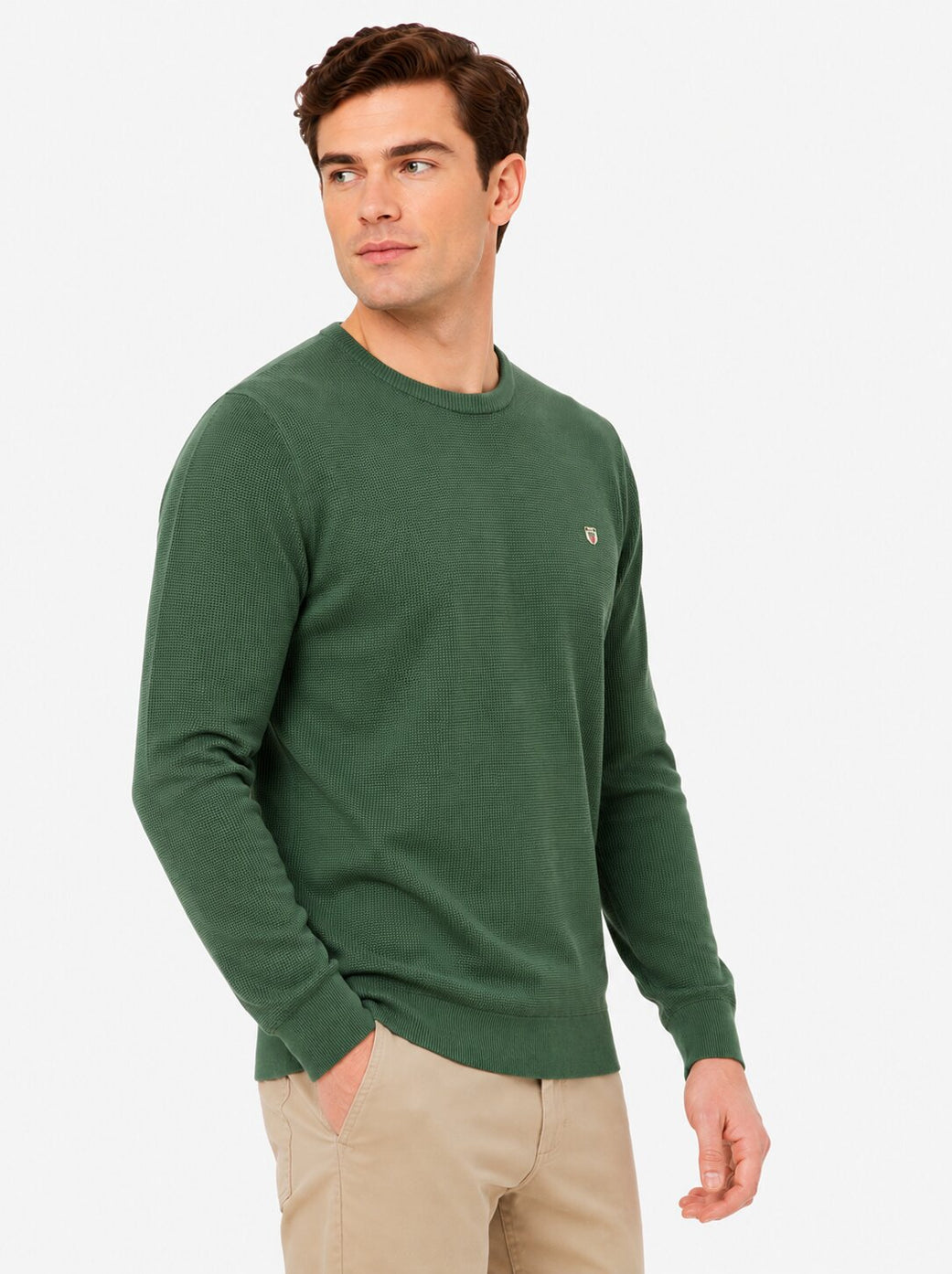 Green Textured Sweatshirt