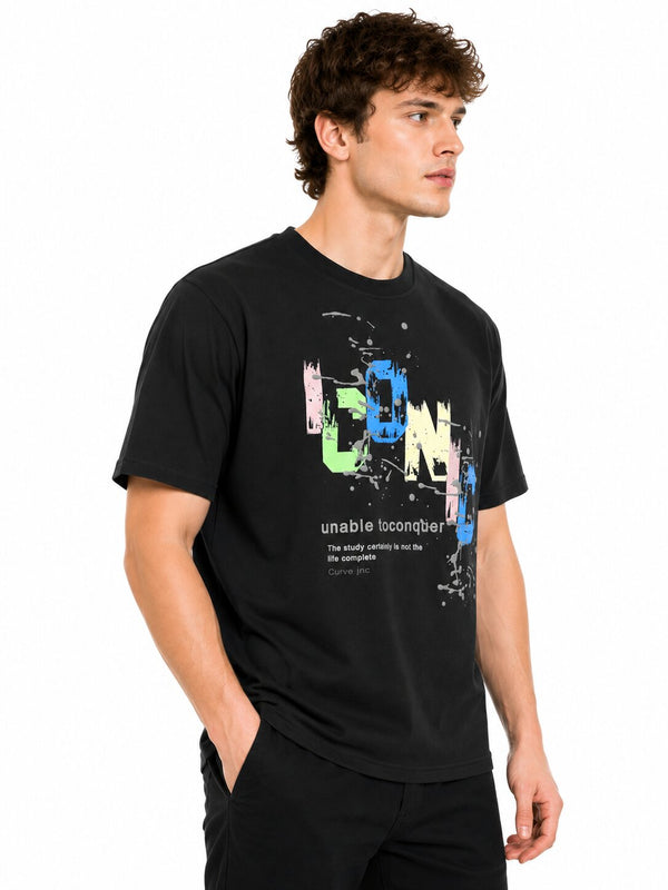 Black Neon Splash Graphic T-Shirt