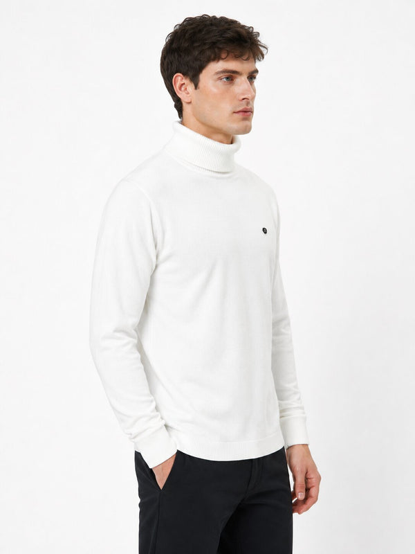 White Classic Turtleneck Sweatshirt