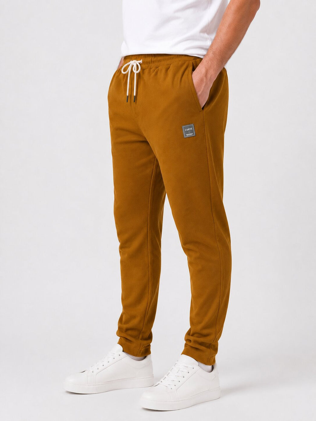 Camel Textured Casual Trackpants