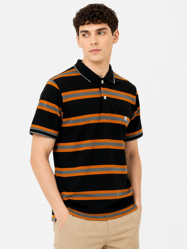 Black Orange Striped Polo