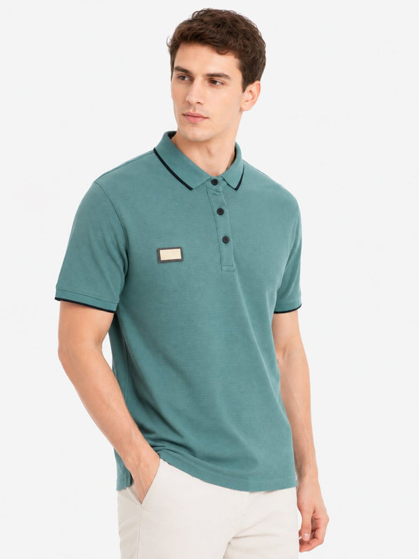 E.Green Textured Polo T-Shirt