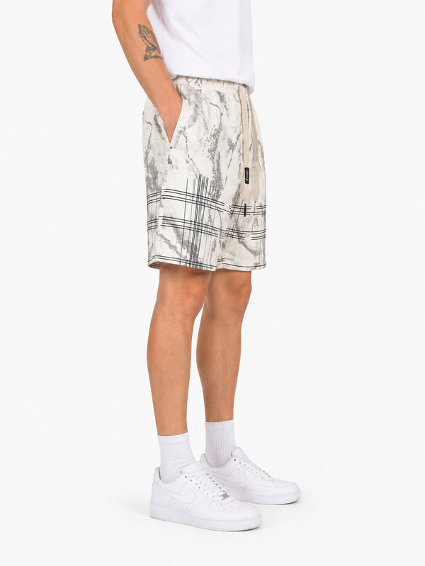 Grey Abstract Print Casual Shorts