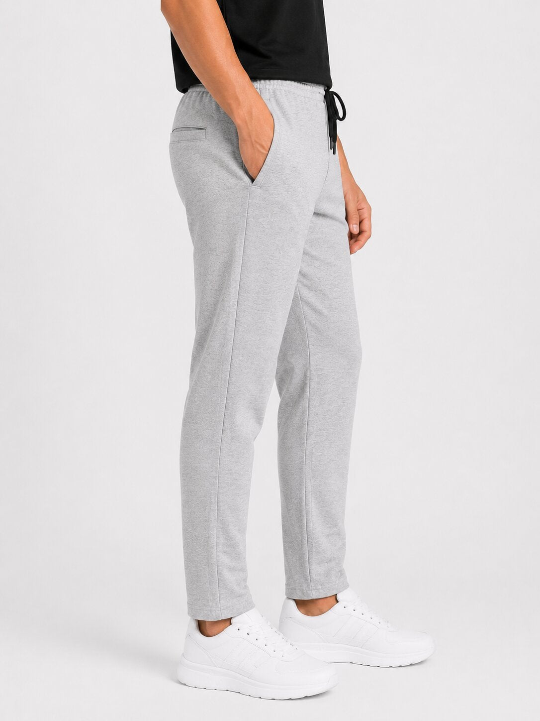 Buy Grey Melange Casual Trackpants Online Shopping view 4