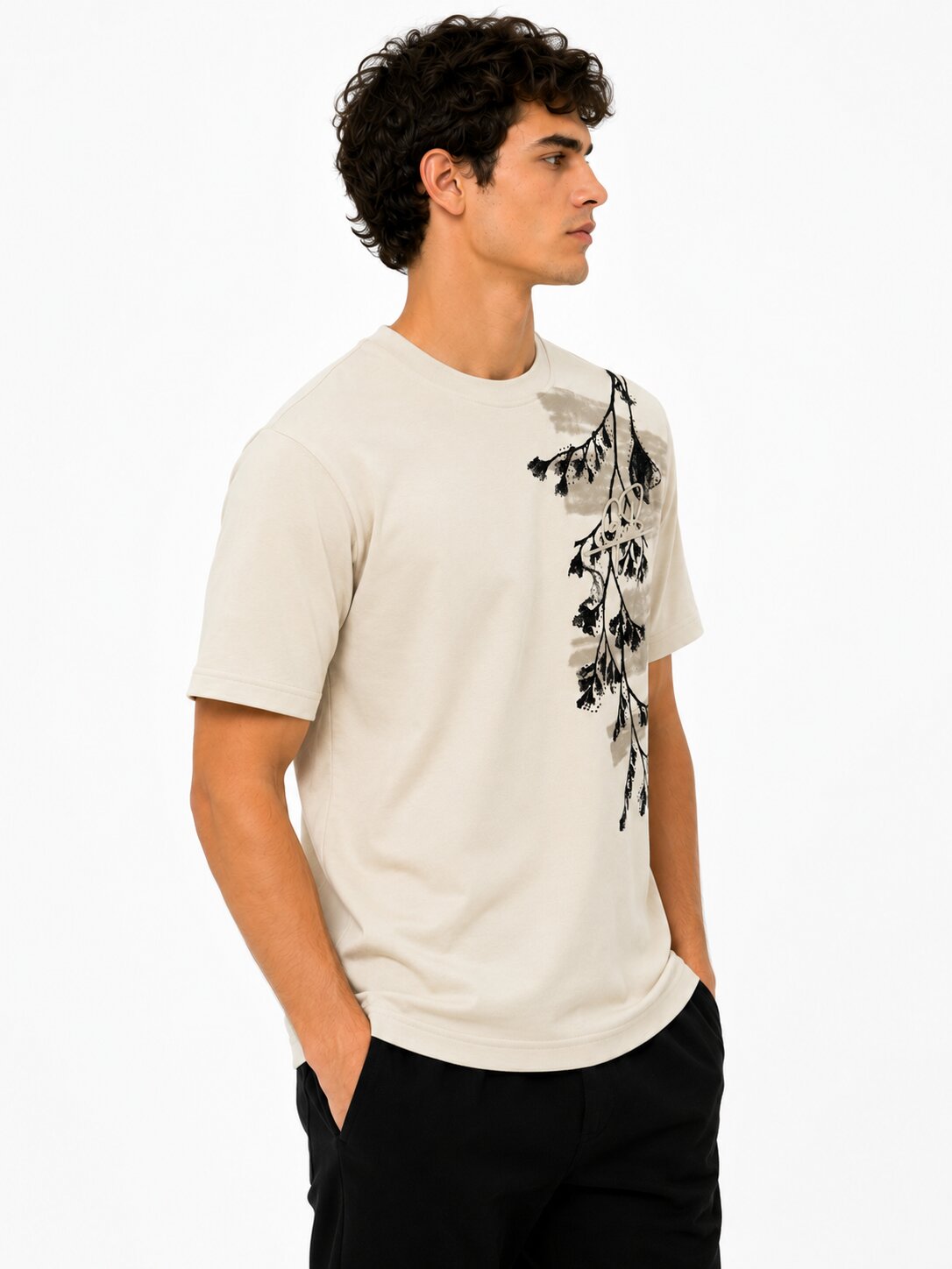 Buy Fawn Botanical Graphic T-Shirt Online Shopping view 4
