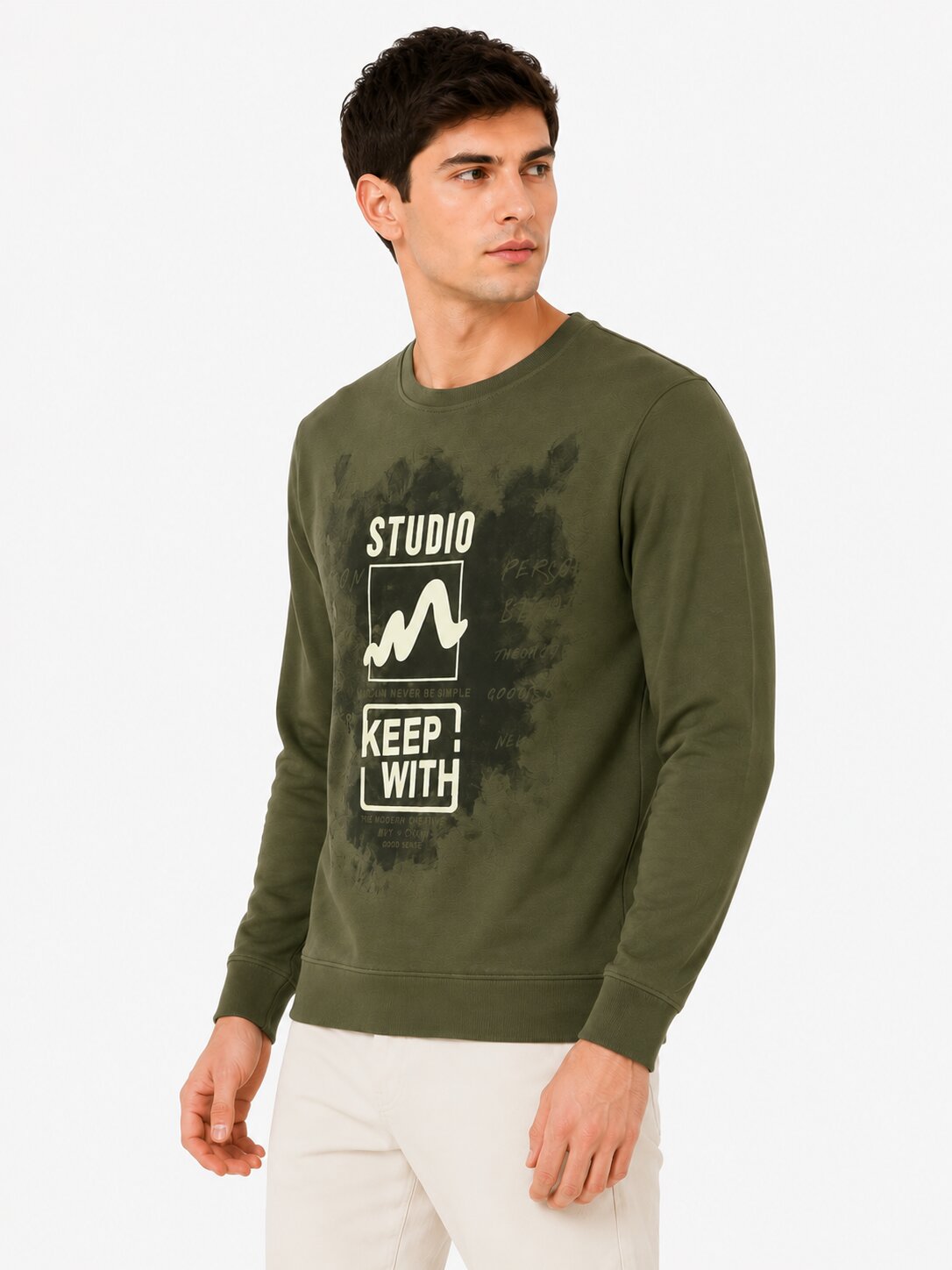 Buy Olive Studio Graphic Sweatshirt Online Shopping view 4