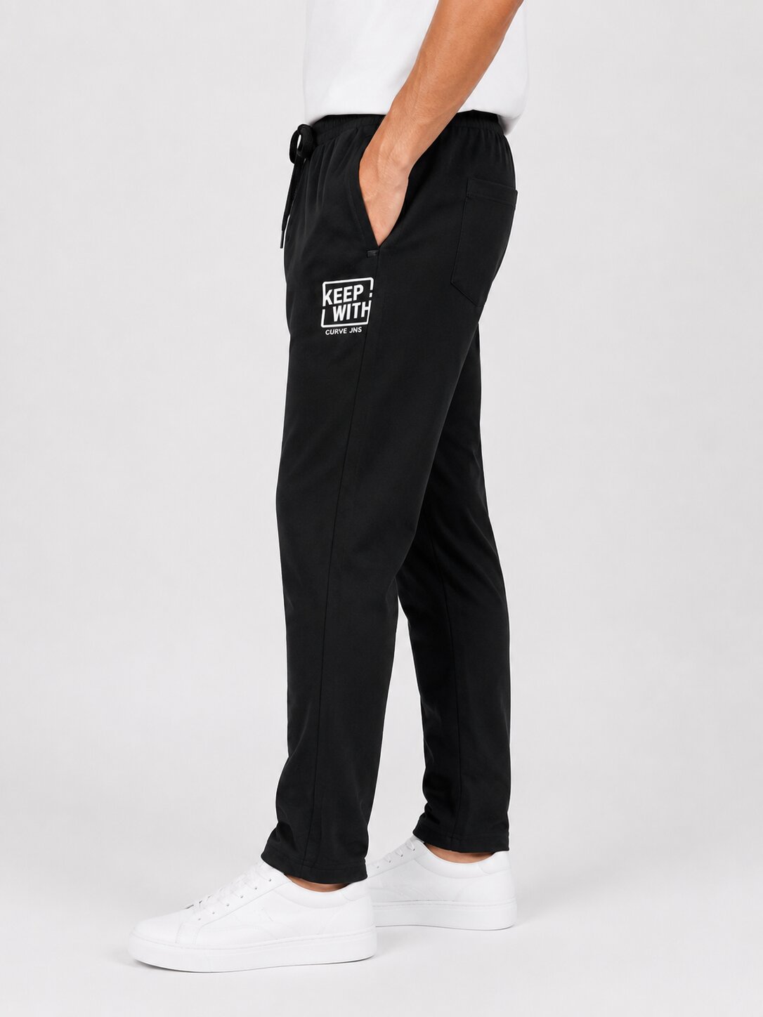 Buy Black Keep With Black Trackpants Online Shopping view 4