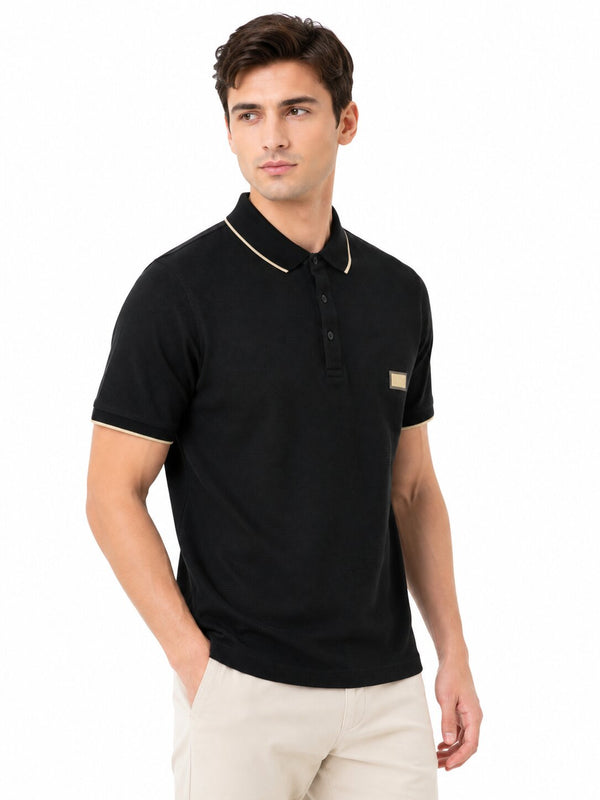 Black Contrast Polo T-Shirt