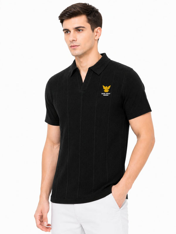 Black Textured Eagle Polo