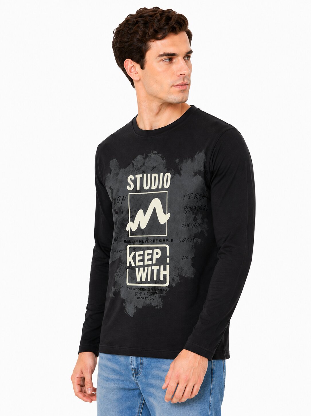 Buy Black Studio Graphic T-Shirt Online Shopping view 5