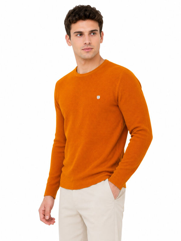 Apricot Textured Full Sleeve T-Shirt