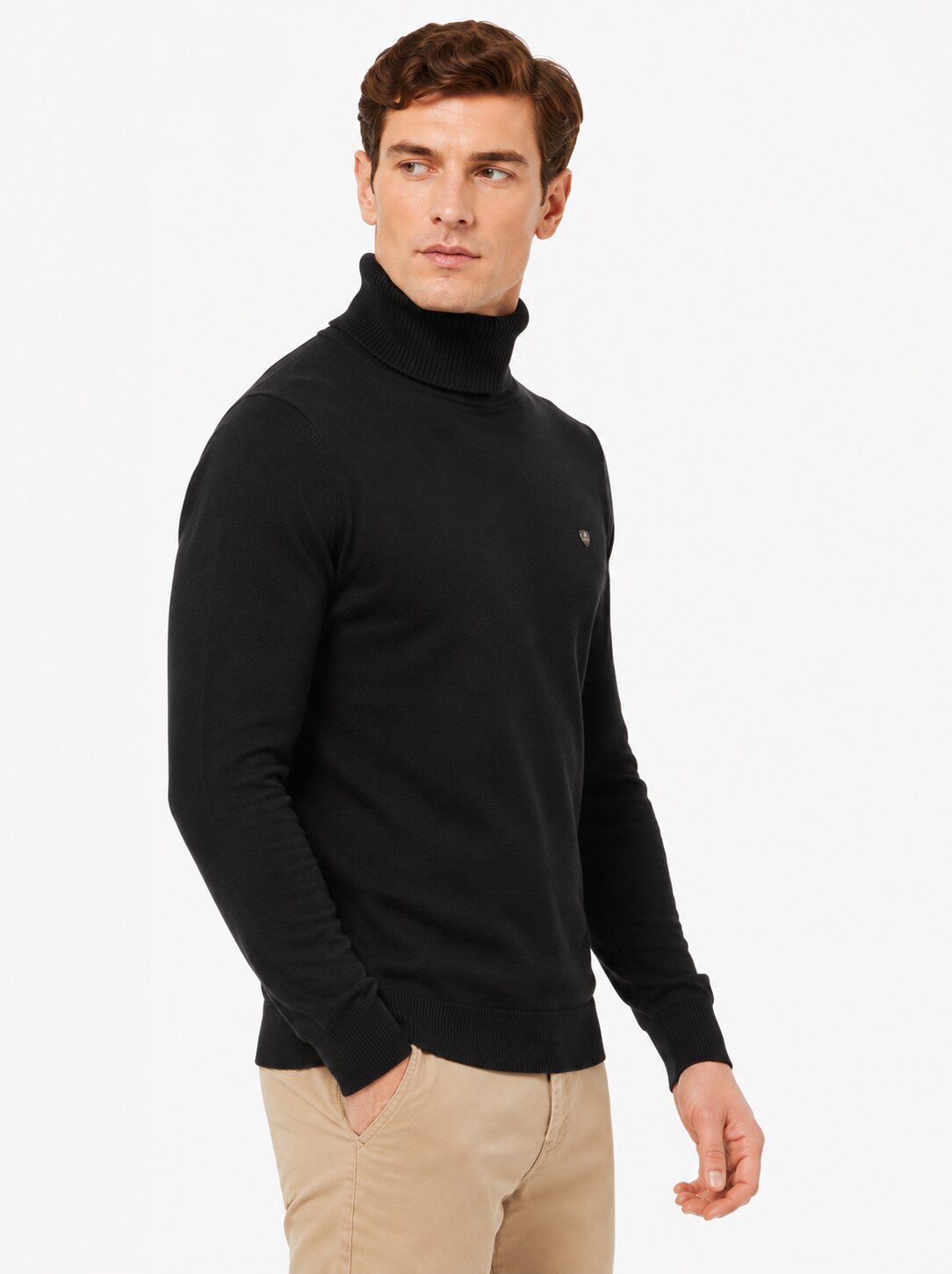 Buy Black Turtle Neck Sweatshirt Online Shopping view 5