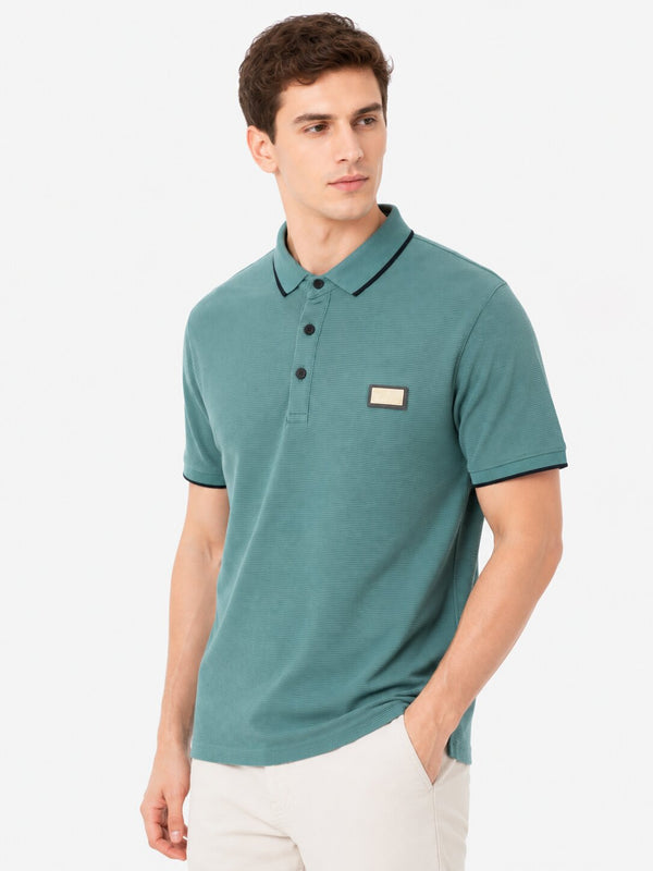 E.Green Textured Polo T-Shirt