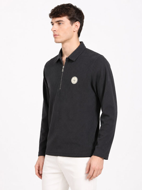 Black Zip Collar T-Shirt