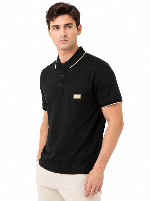 Black Contrast Polo T-Shirt