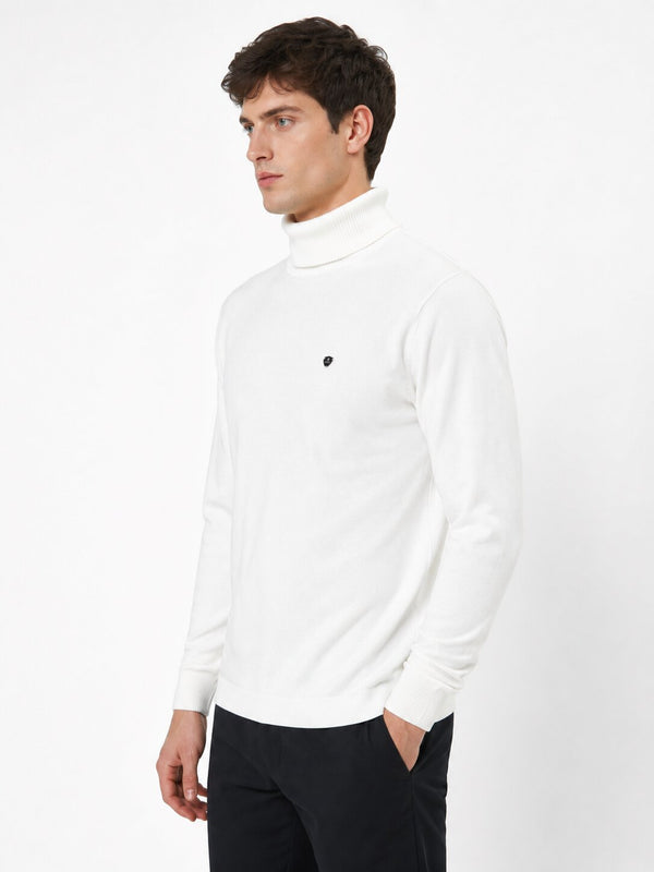 White Classic Turtleneck Sweatshirt
