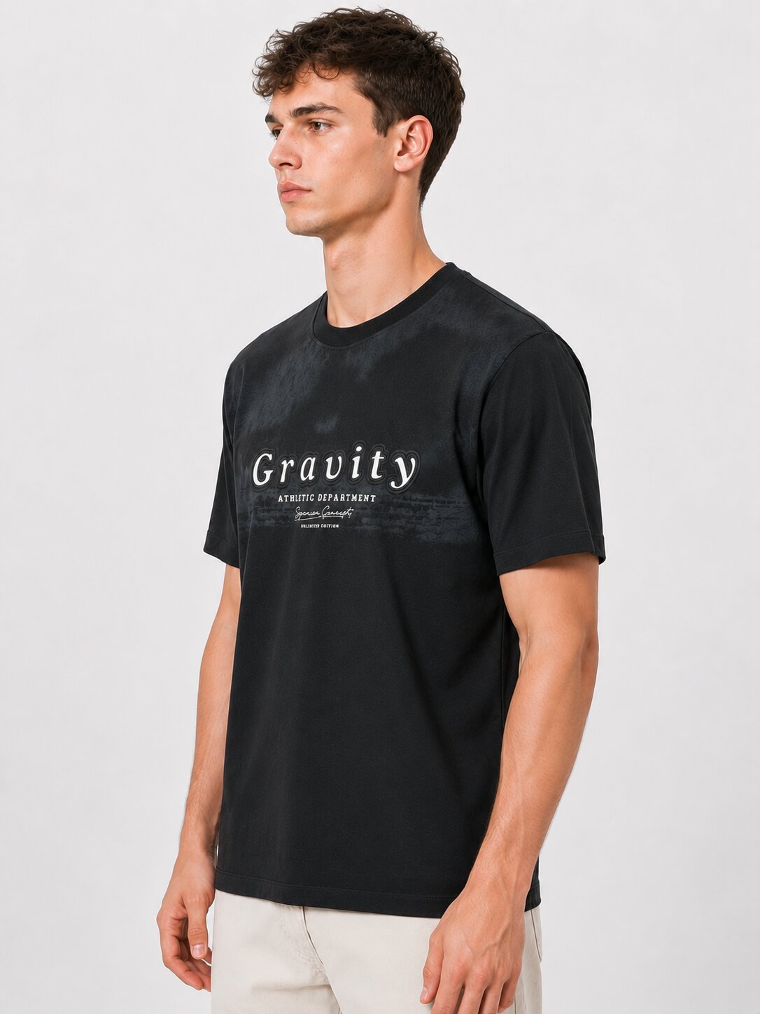 Buy Black Gravity Athletic Graphic T-Shirt Online Shopping view 5