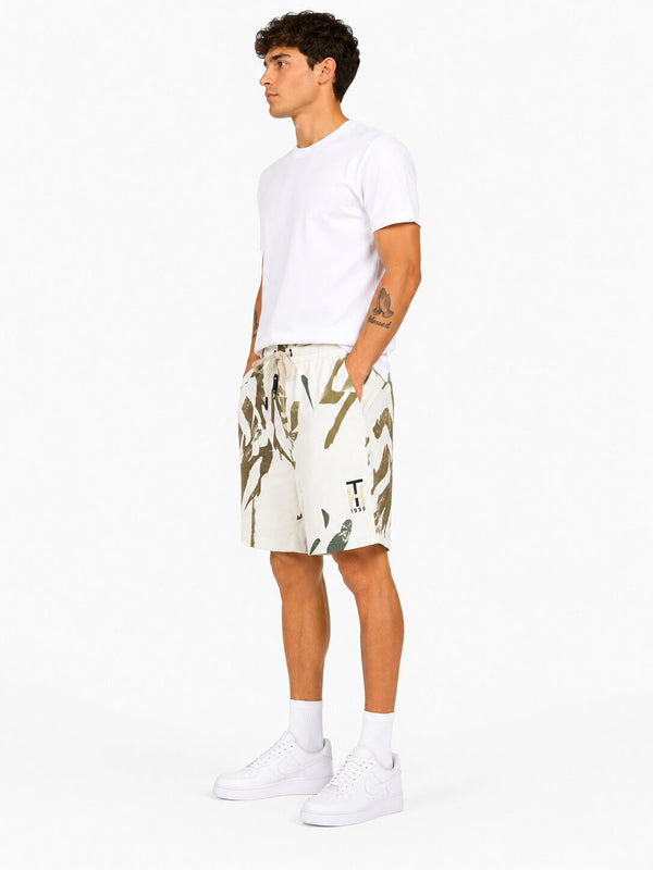 Brown Abstract Print Shorts