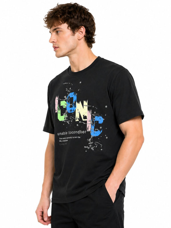 Black Neon Splash Graphic T-Shirt