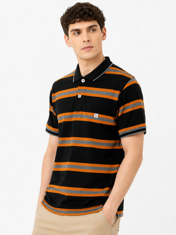 Black Orange Striped Polo