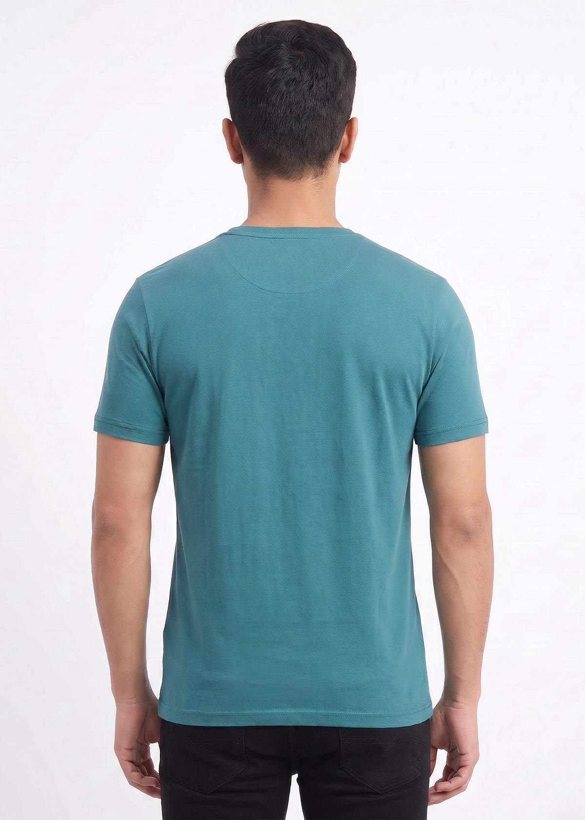 Buy Teal-graphic-print-cotton-tshirt Online Shopping view 2