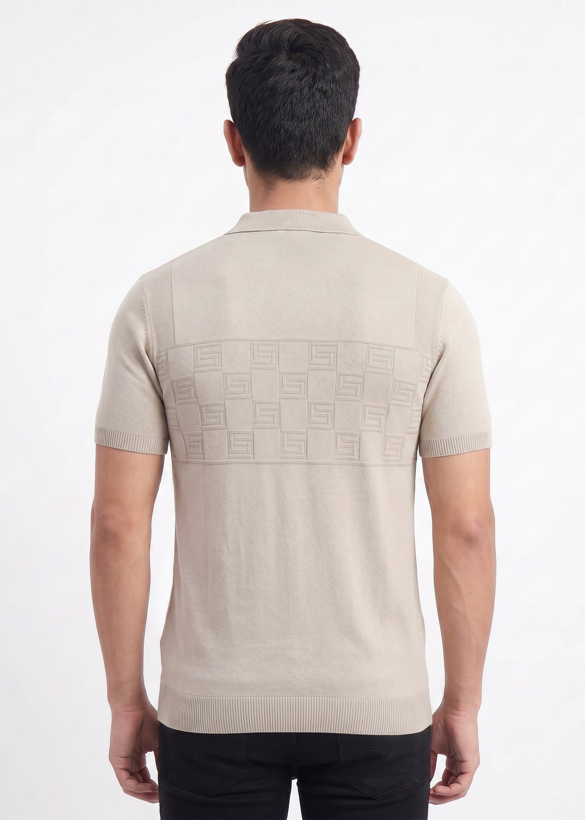Buy Bronze-textured-polo-tshirt Online Shopping view 2