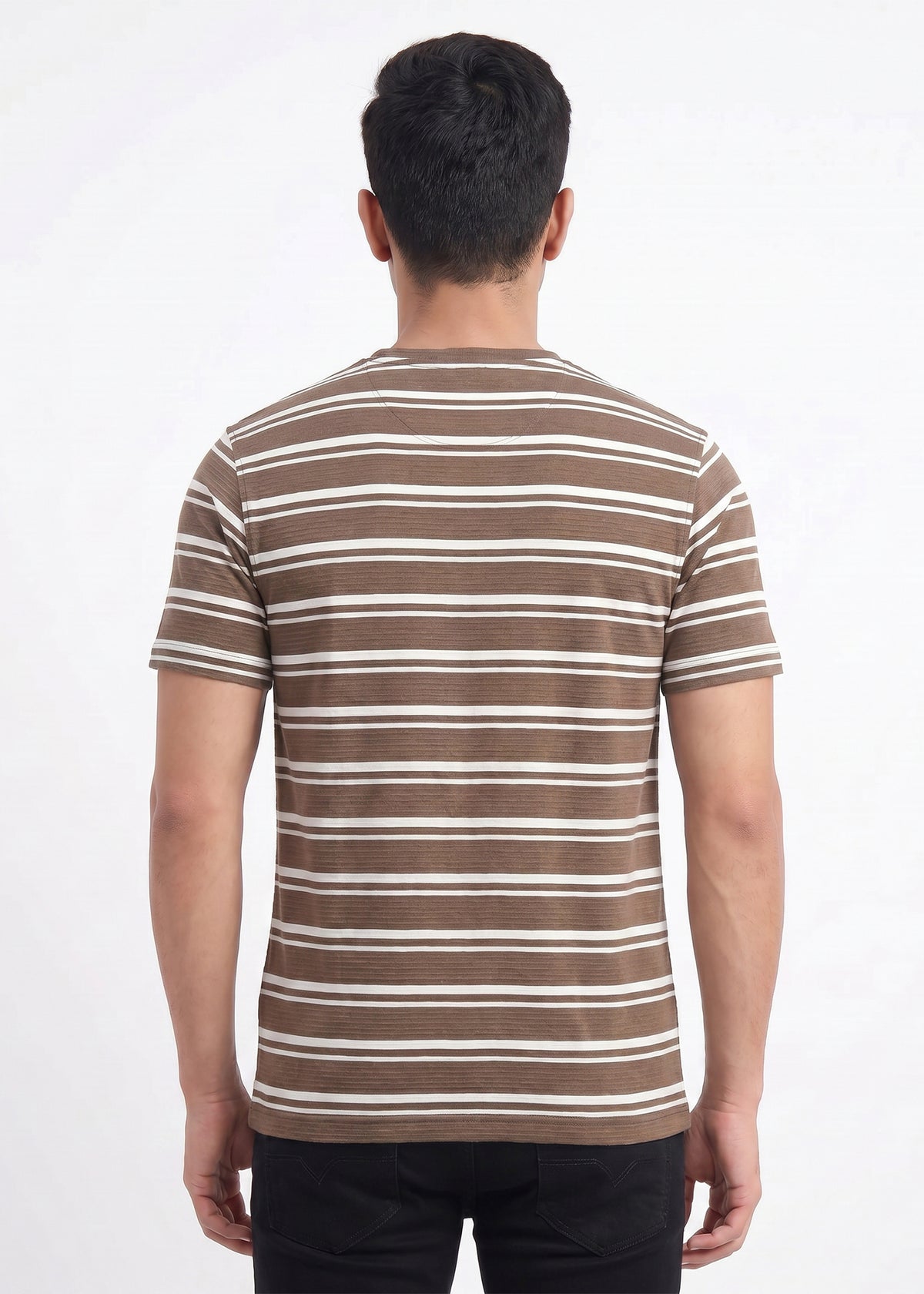 Buy Brown Classic Stripe T-Shirt Online Shopping view 2