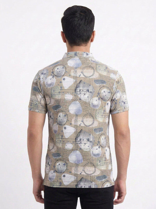 Abstract Geometric Print Polo