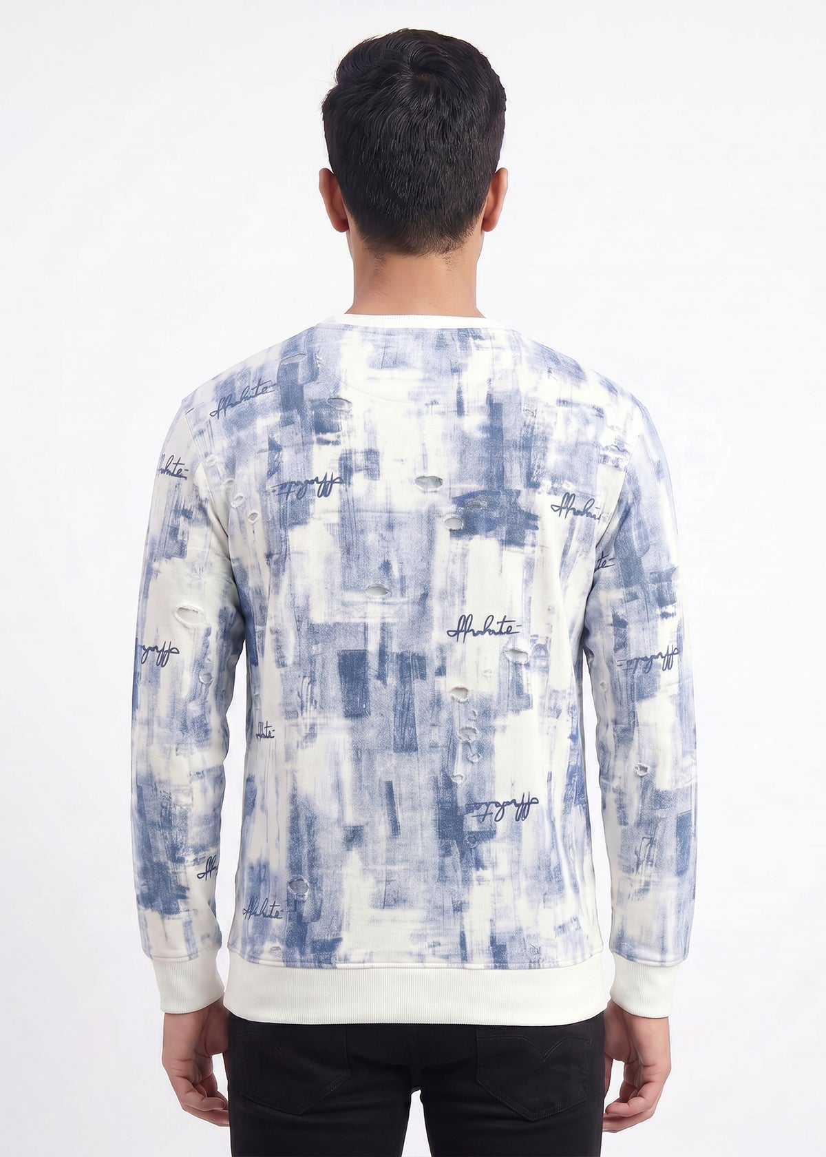 Buy Blue Abstract Print Sweatshirt Online Shopping view 2