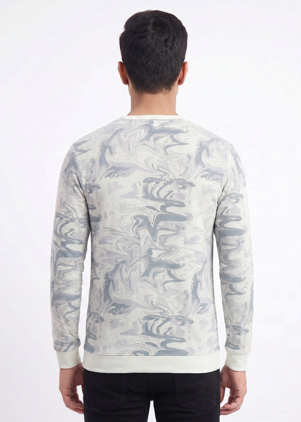 Grey White Marble Print Sweatshirt