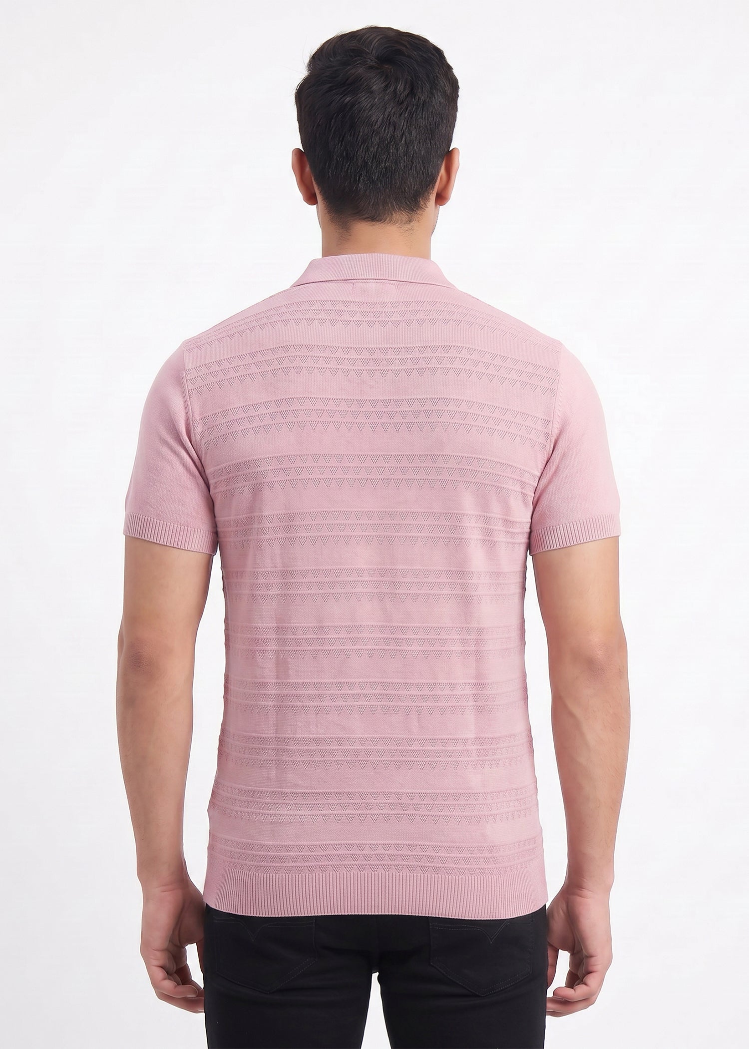 Buy Orchid textured-knit-polo-tshirt Online Shopping view 2