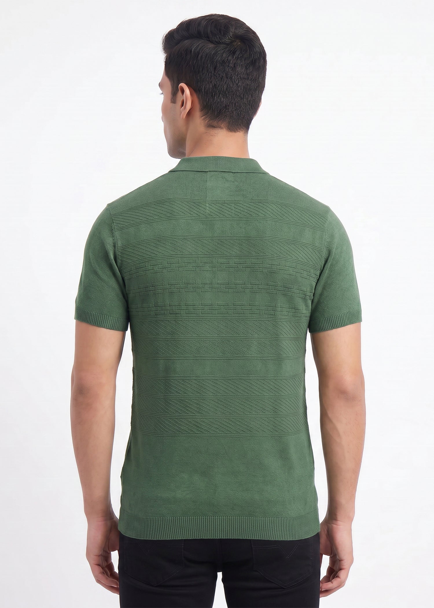 Buy E.green-textured-knit-polo Online Shopping view 2