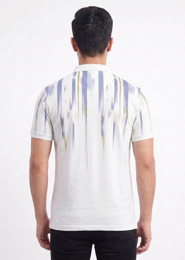 Airforce White Abstract Stripe Polo