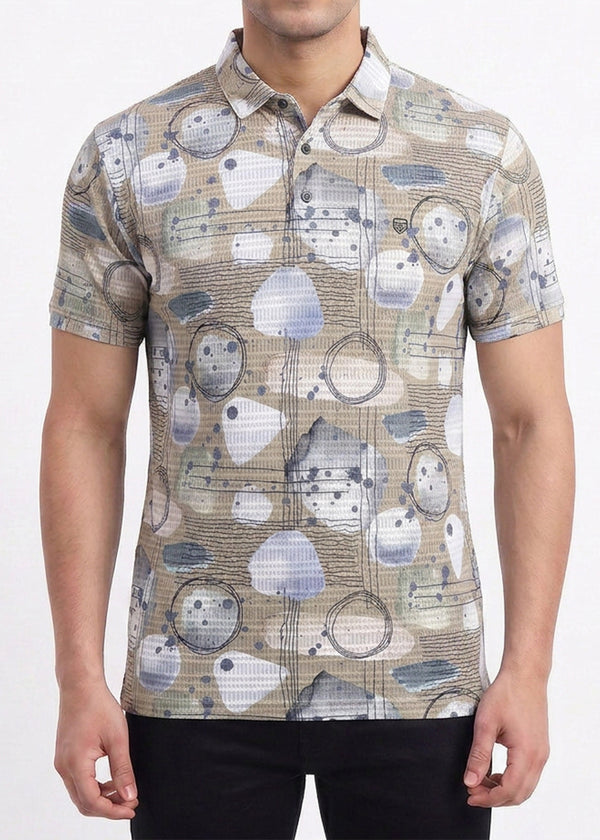 Abstract Geometric Print Polo