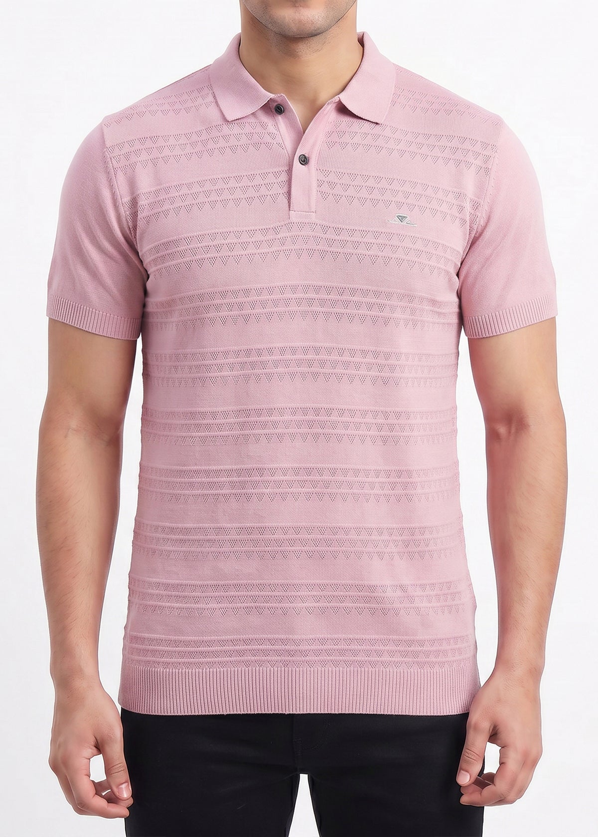 Buy Orchid textured-knit-polo-tshirt Online Shopping view 3