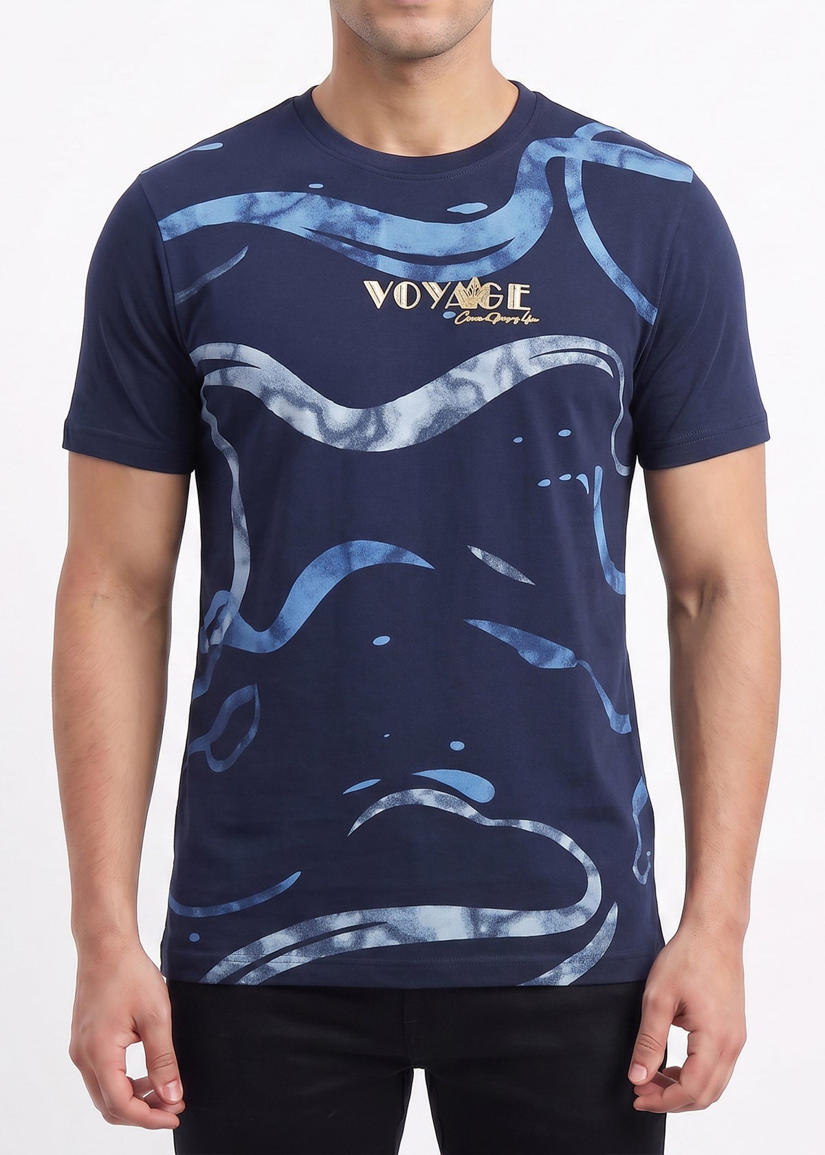 Buy Navy-voyage-abstract-graphic-tshirt Online Shopping view 3