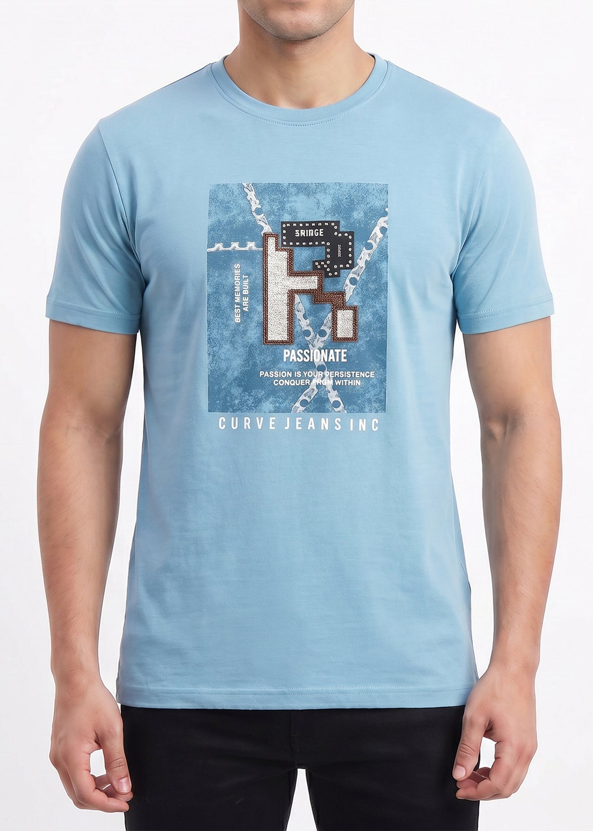 Buy N.blue-passionate-graphic-tshirt Online Shopping view 3