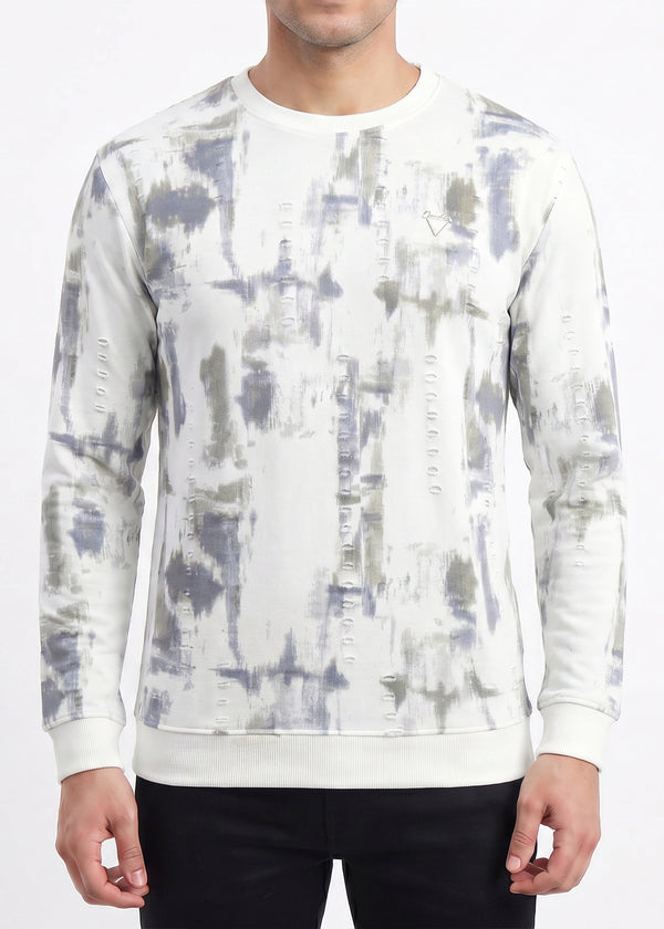 Abstract Brushstroke Printed Sweatshirt