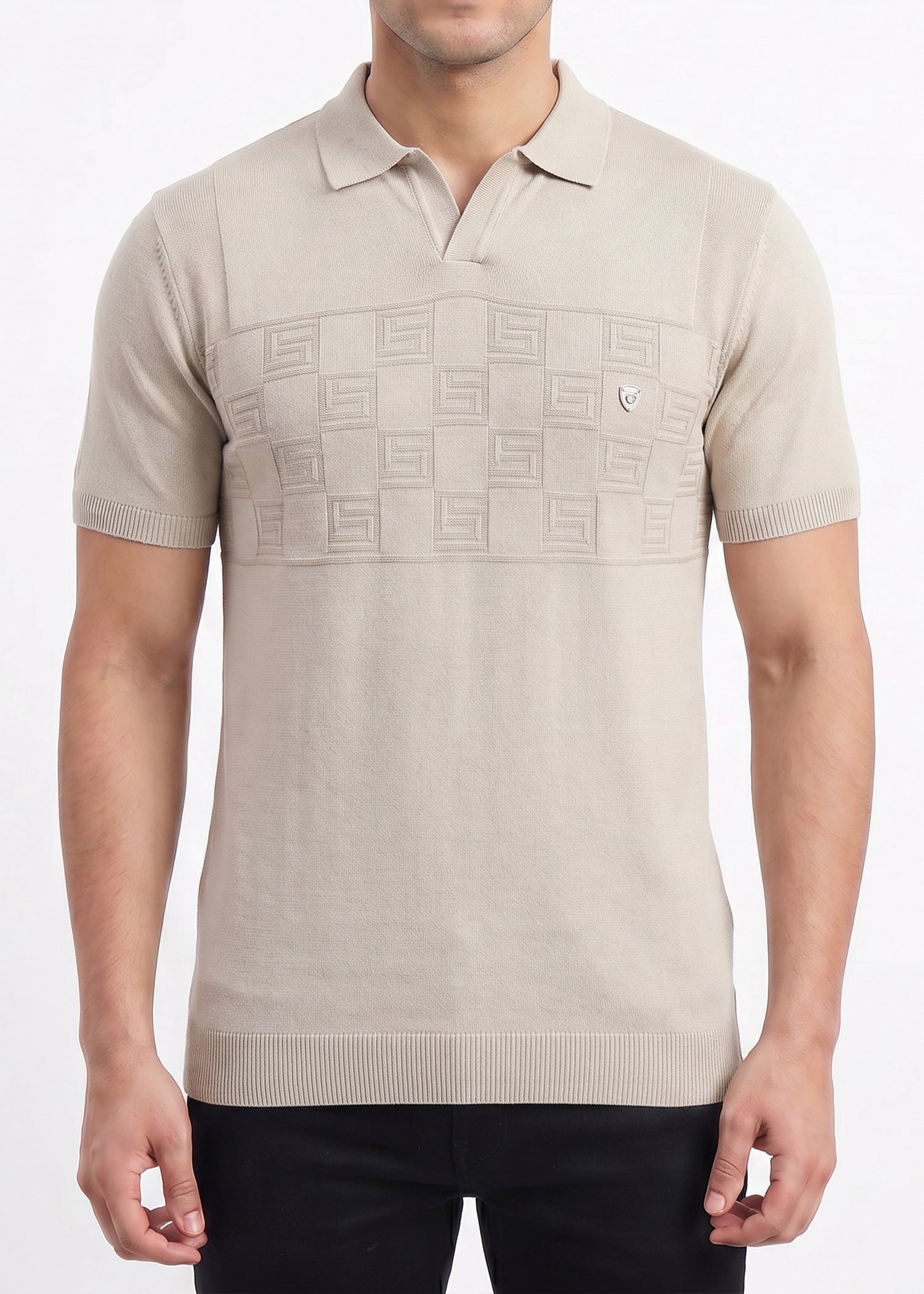 Buy Bronze-textured-polo-tshirt Online Shopping view 3