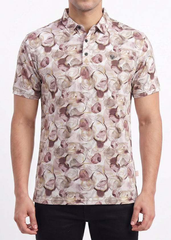 Abstract Floral Polo T-Shirt