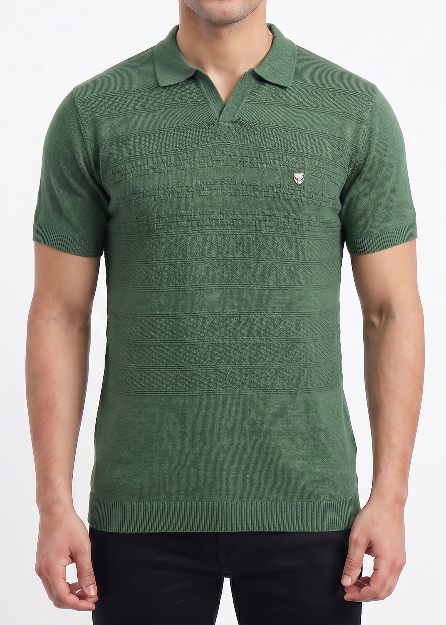 Buy E.green-textured-knit-polo Online Shopping view 3