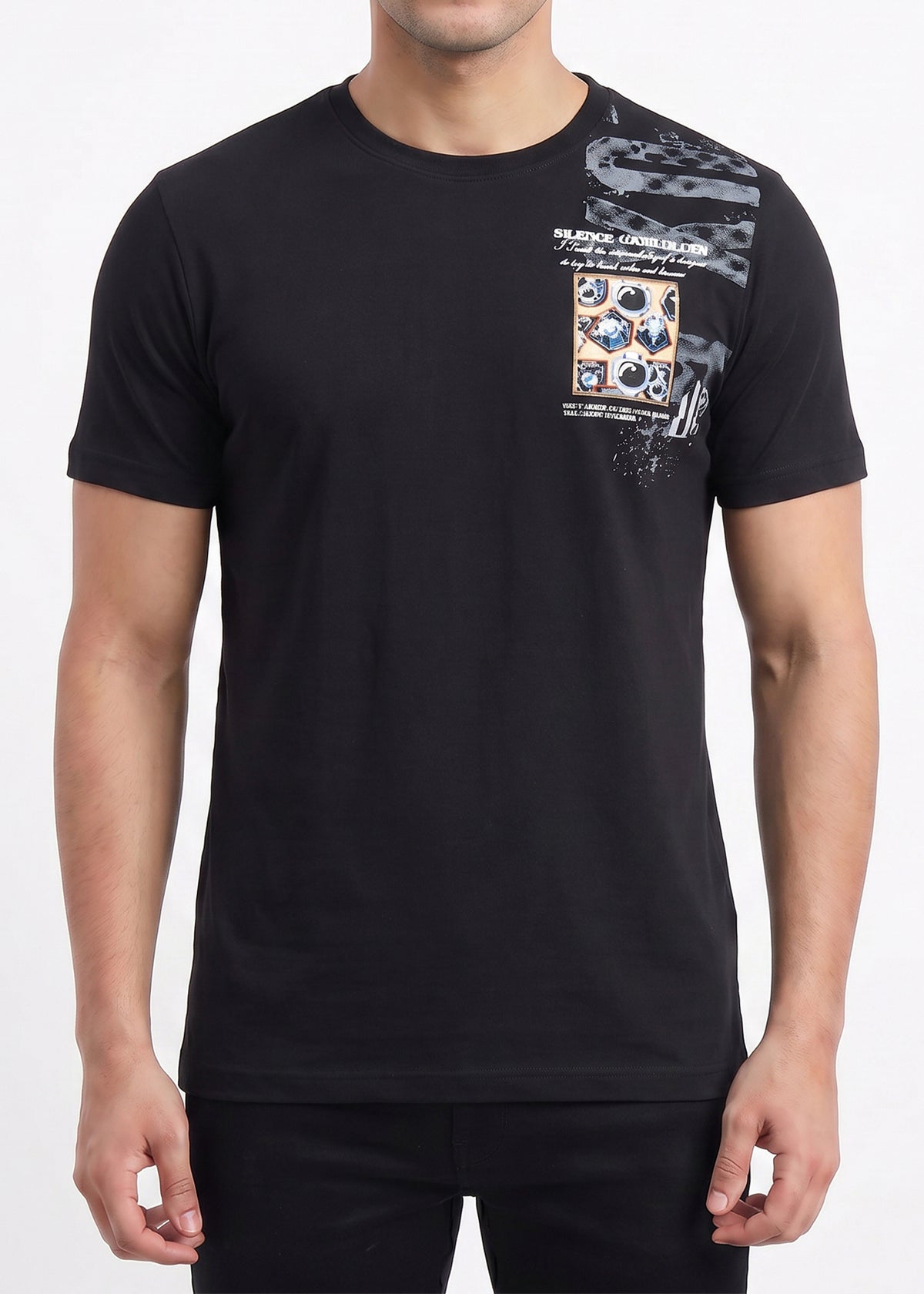 Buy black-abstract-graphic-tshirt Online Shopping view 3