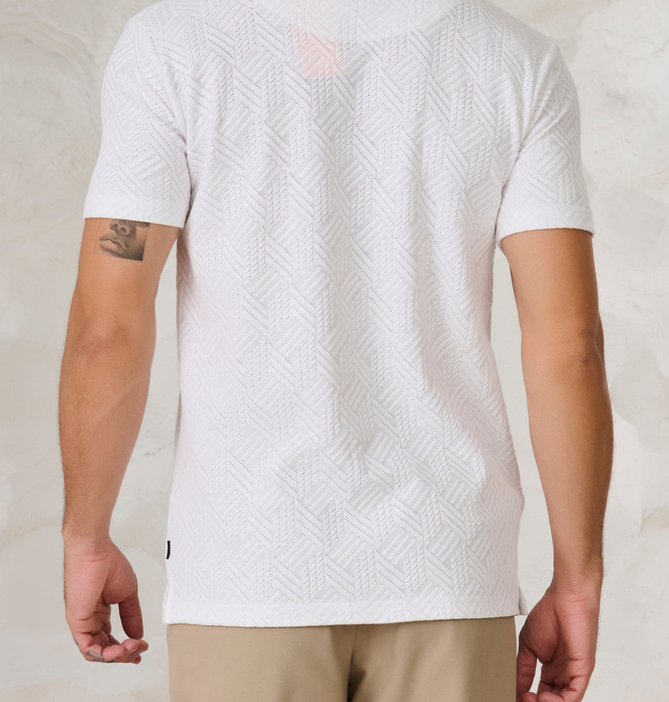 Tile Textured Cuban Shirt - White