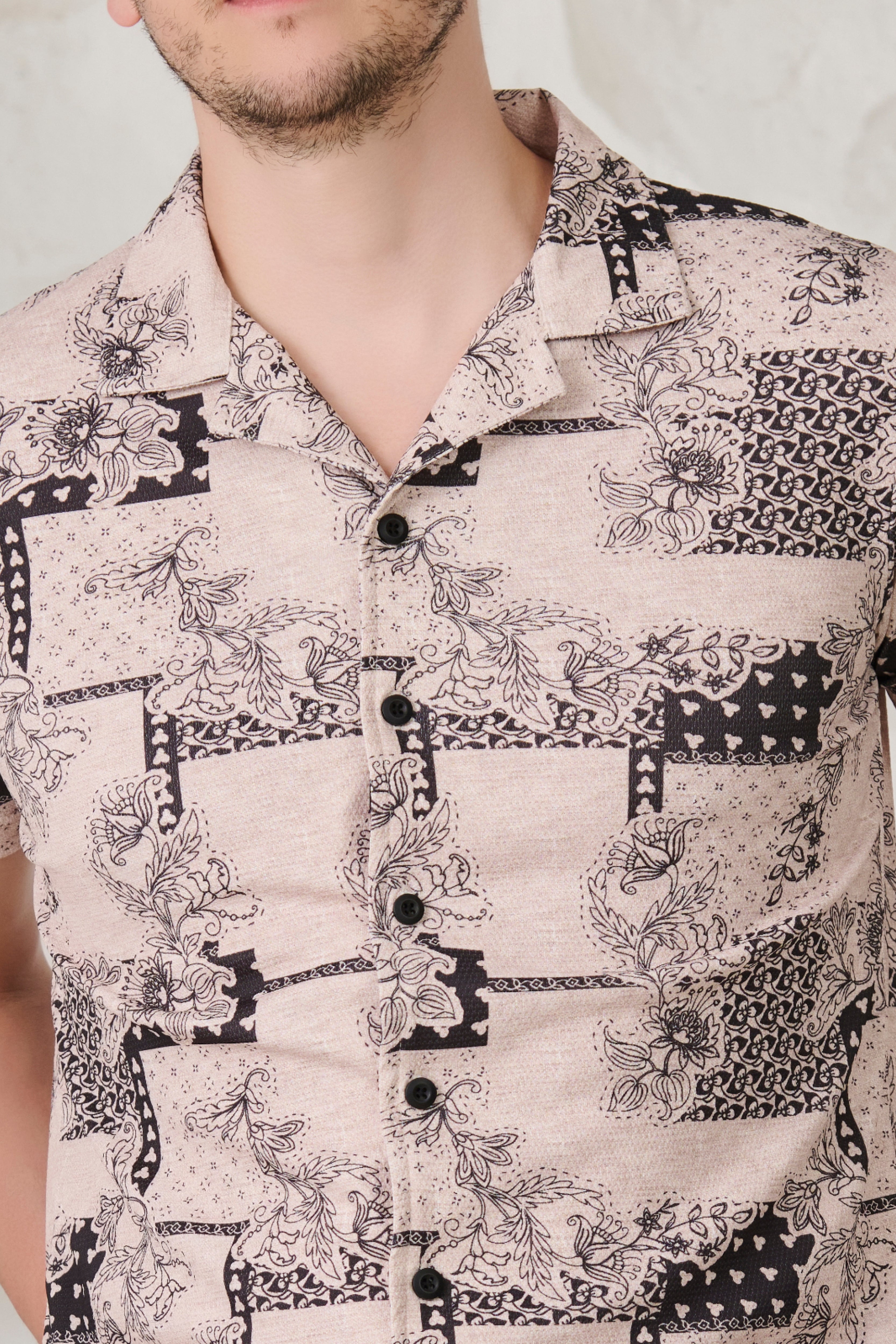 Buy Creeper Plant Cuban Shirt - Khakhi Online Shopping view 3