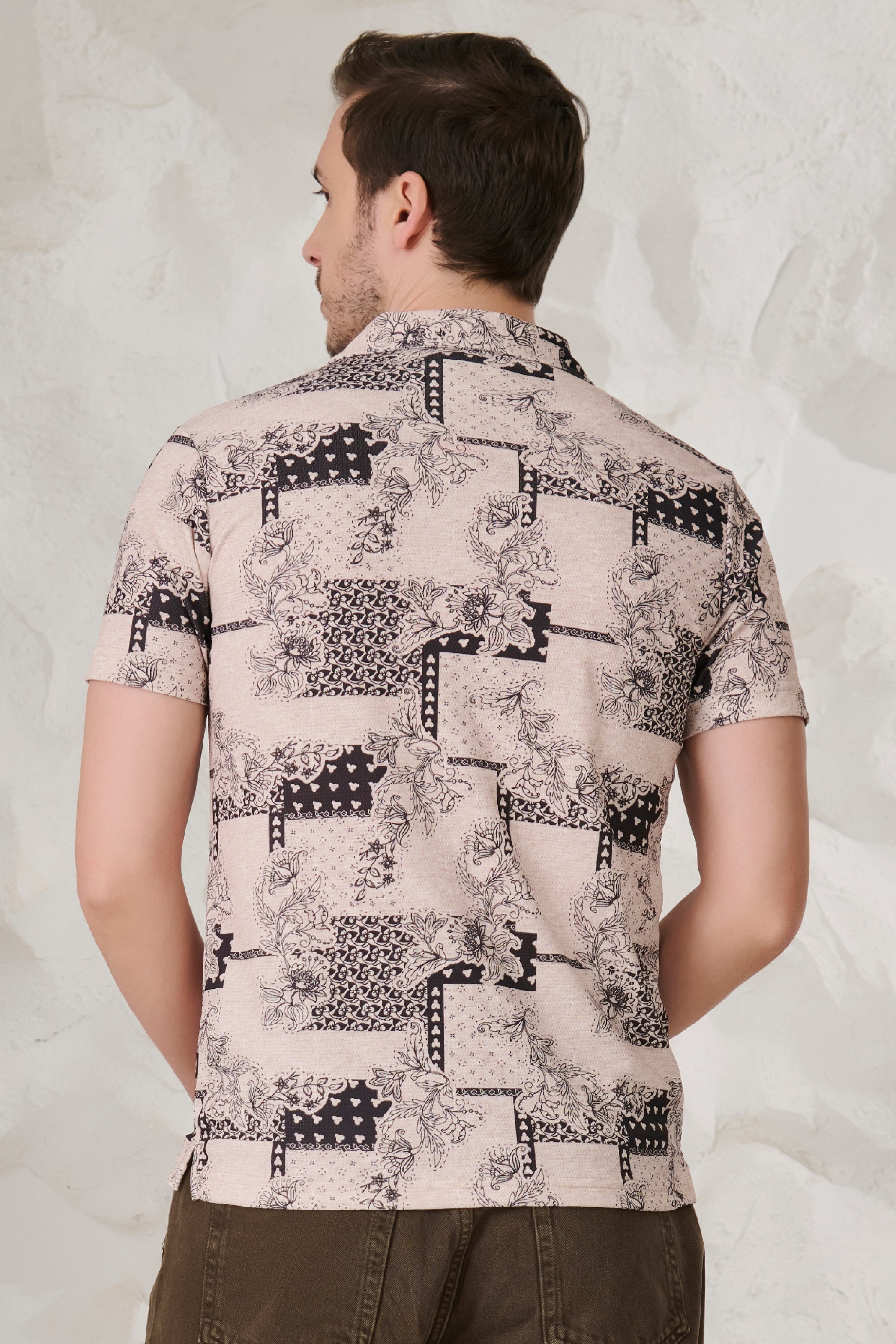 Buy Creeper Plant Cuban Shirt - Khakhi Online Shopping view 4