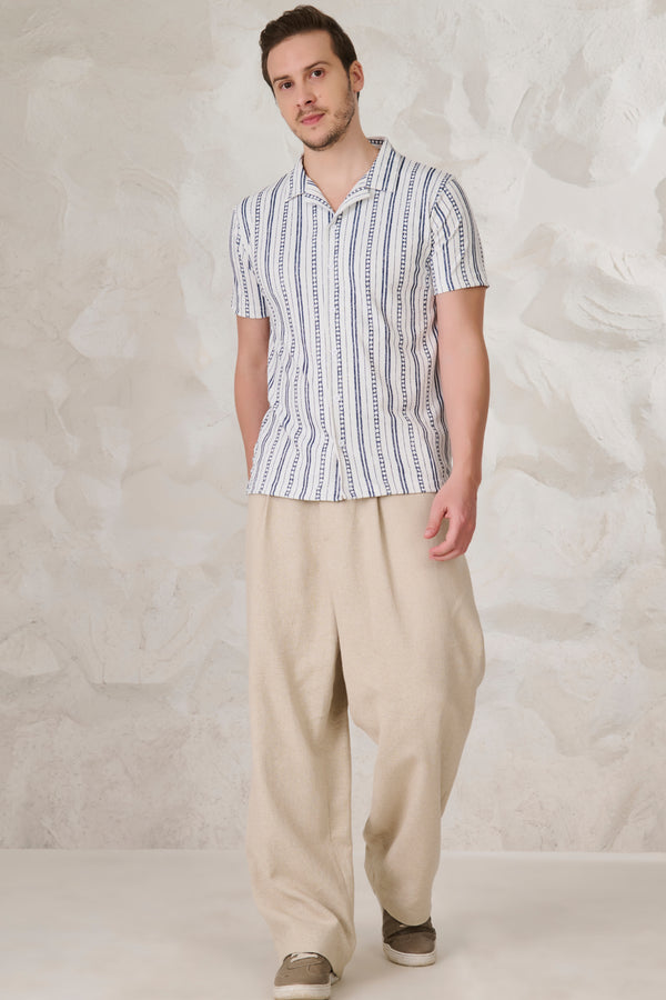 Indian Stripe Cuban Shirt - Blue