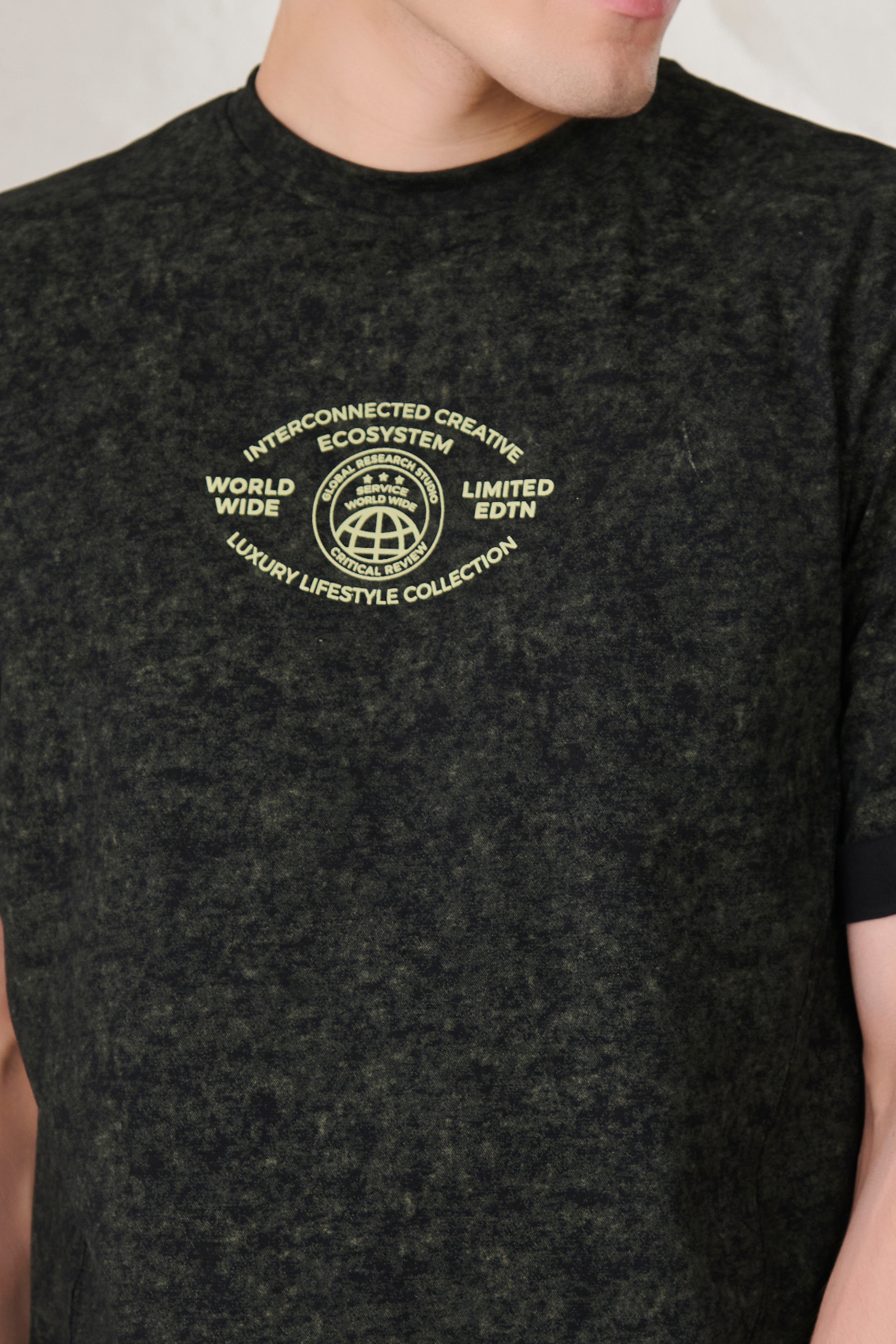 Buy Olive Cloud Oversized T-Shirt - Black/Olive Online Shopping view 4