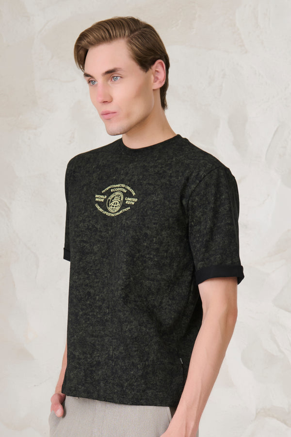 Olive Cloud Oversized T-Shirt - Black/Olive
