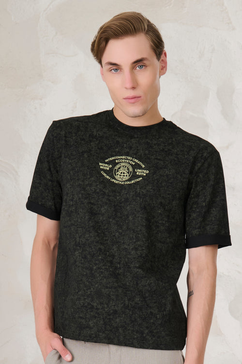 Olive Cloud Oversized T-Shirt - Black/Olive
