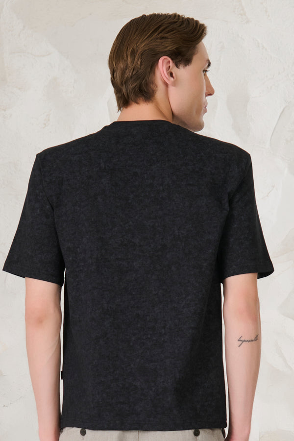 Leaves on Indigo Oversized T-Shirt - Black/Grey